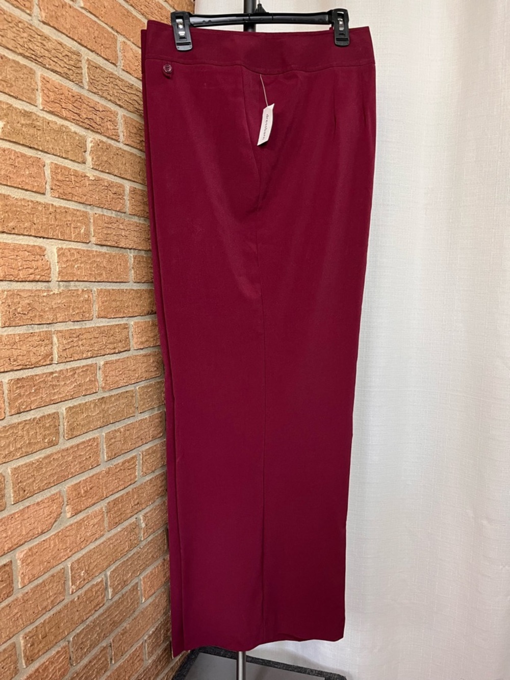 Roz & Ali Burgundy Wide Leg Trousers NWT Size 24W High Rise Career Pants
